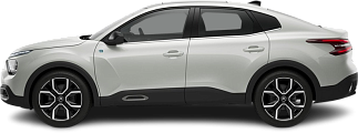 Side view photo of Citroën e-C4 X 54 kWh (2023-2024) on transparent background