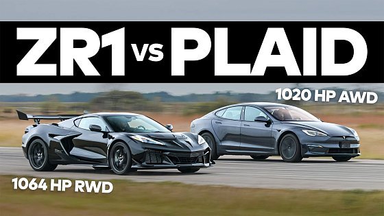 Video: C8 ZR1 Corvette vs Tesla Model S Plaid | Drag + Roll Race Comparison