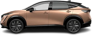 Side view photo of Nissan Ariya 87 kWh e-4ORCE AWD 290 kW (2023-…) on transparent background