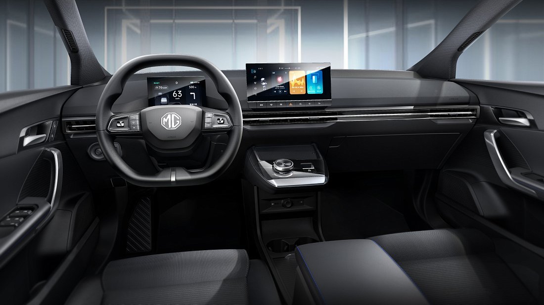 MG MG4 Electric 51 kWh (2022-…) interior, front seat, driver seat, dashboard, steering wheel, infotainment, cockpit