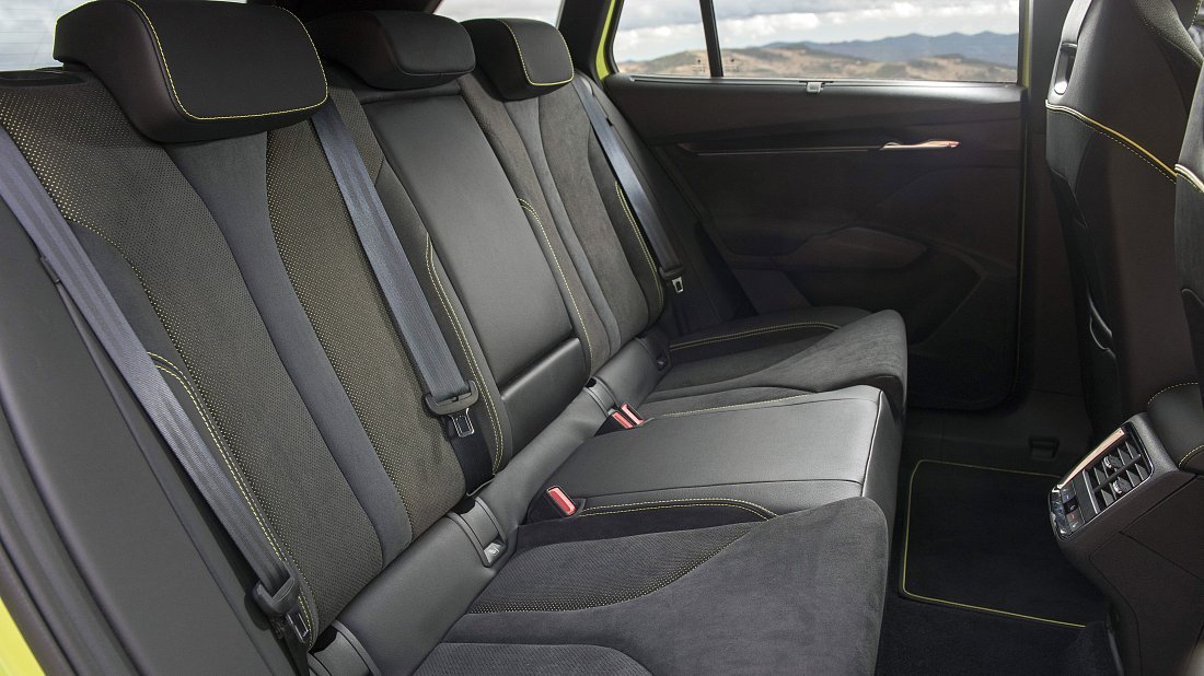 Škoda Enyaq Coupe RS (2023-2025) rear seats, back seats, passenger seats, legroom, headroom, interior
