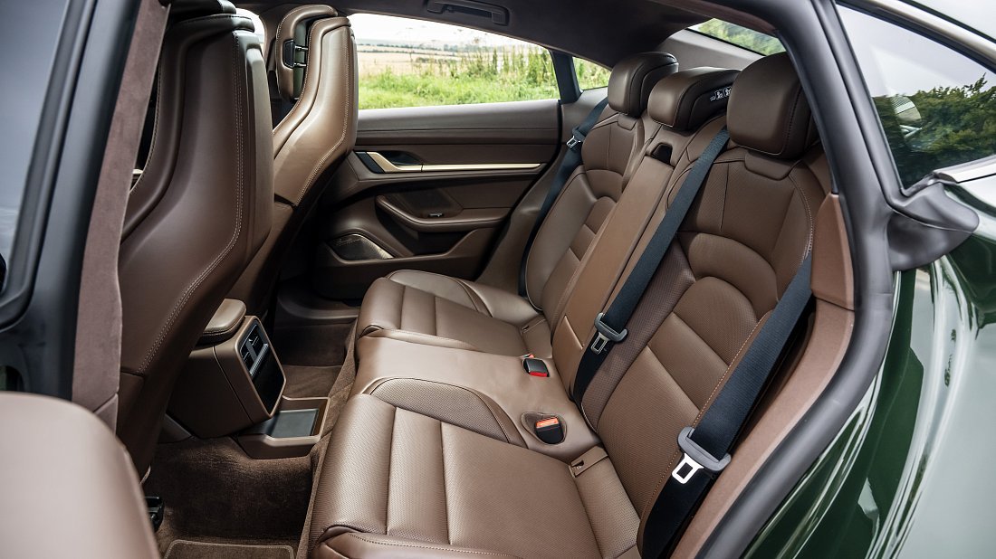 Porsche Taycan Turbo S (2024-…) rear seats photo, back seats, passenger seats, legroom, headroom, interior