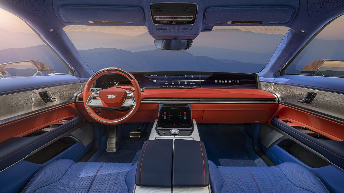 Cadillac Celestiq (2024-…) interior, front seat, driver seat, dashboard, steering wheel, infotainment, cockpit