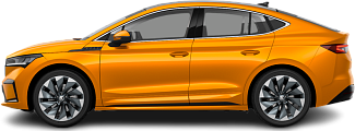 Side view photo of Škoda Enyaq Coupe 85x (2023-2025) on transparent background