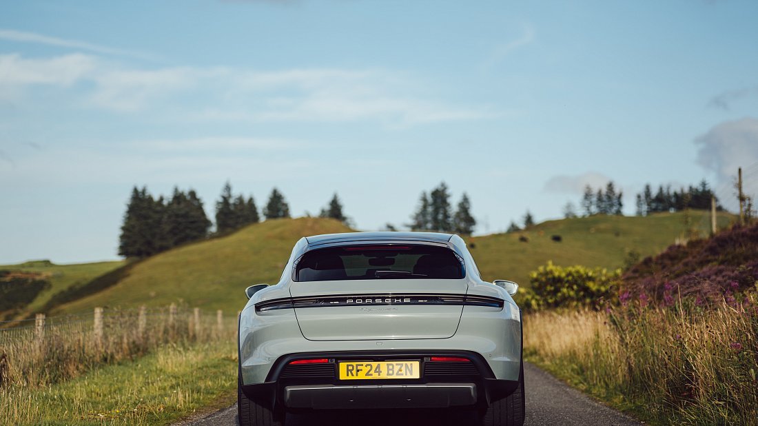 Porsche Taycan 4 Cross Turismo (2024-…) rear view, taillights, trunk, spoiler, badge, bumper, exterior