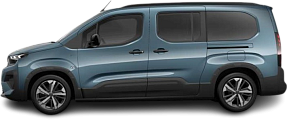 Side view photo of Peugeot e-Rifter XL 50 kWh (2024-...) on transparent background