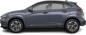 Side view photo of Hyundai Kona Electric Long Range (2021-2023) on transparent background