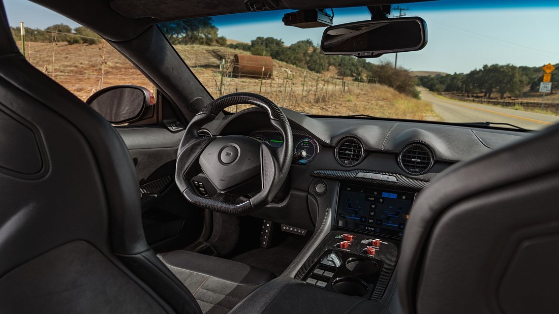 Drako Motors GTE First Edition (2020-…) interior photo, front seat, driver seat, dashboard, steering wheel, infotainment, cockpit