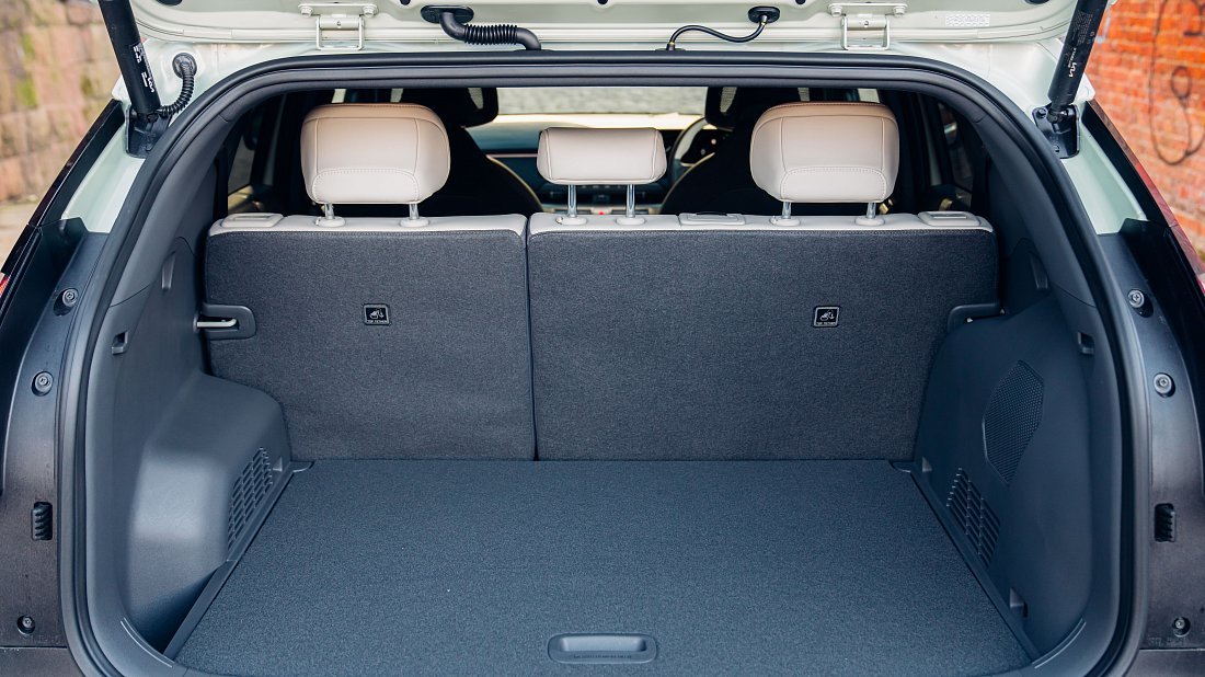 Kia EV3 Standard Range (2024-…) trunk, boot, seats up, seats upright, cargo space, cargo volume, cargo capacity, storage