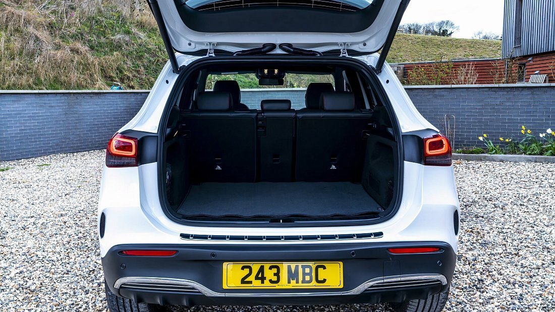 Mercedes EQA 300 4MATIC (2021-2023) trunk, boot, seats up, seats upright, cargo space, cargo volume, cargo capacity, storage