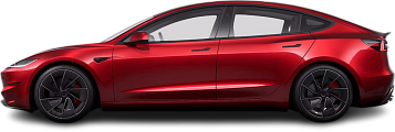Side view photo of Tesla Model 3 Performance (2024-…) on transparent background