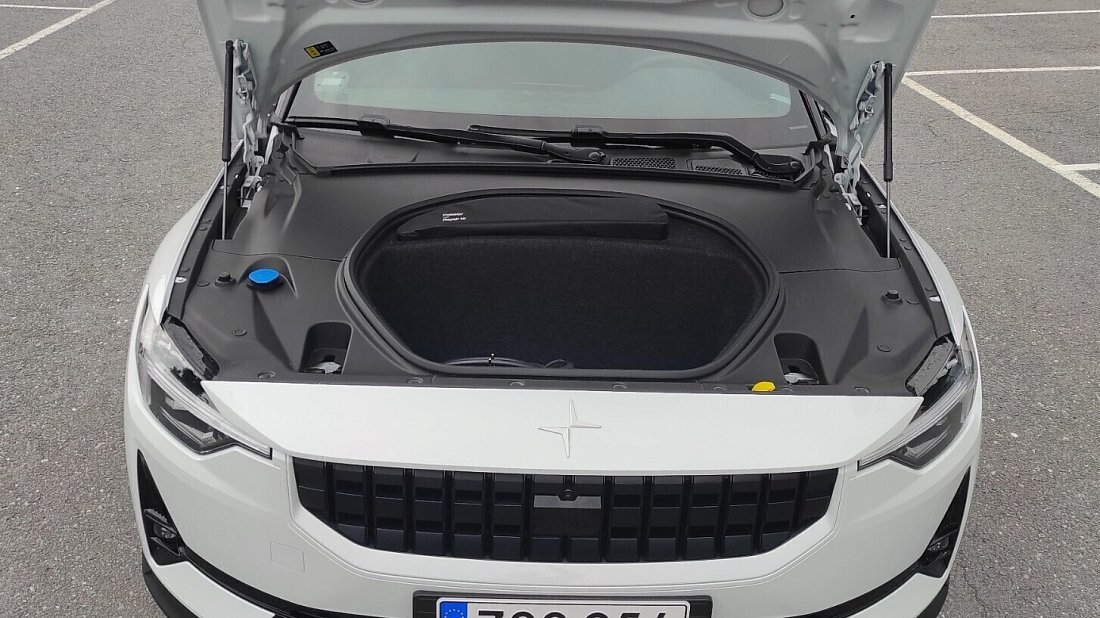 Polestar 2 Long Range Dual Motor (2023) frunk, front trunk, under hood, storage, cargo, capacity, bonus space