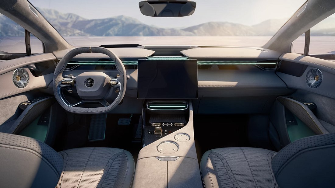Lotus Eletre 600 (2023-…) interior, front seat, driver seat, dashboard, steering wheel, infotainment, cockpit
