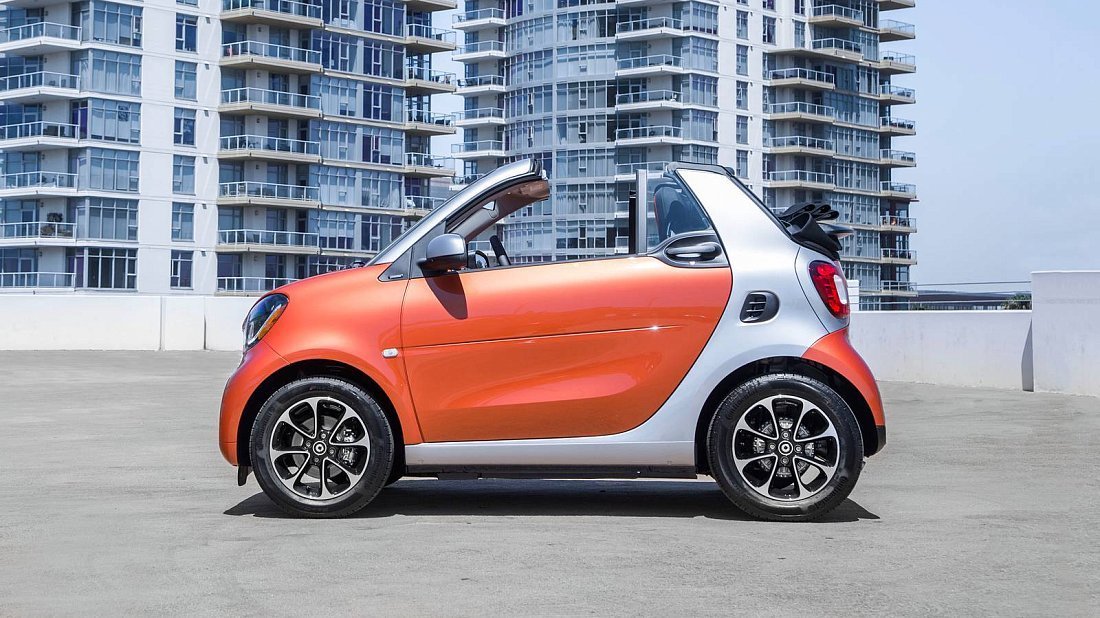 Smart EQ fortwo cabrio (2017-2019) side profile, silhouette, doors, wheels, exterior