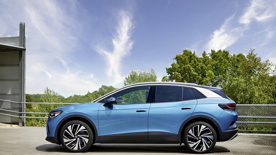 Volkswagen ID.4 Pure (2023-…) side profile, silhouette, doors, wheels, exterior
