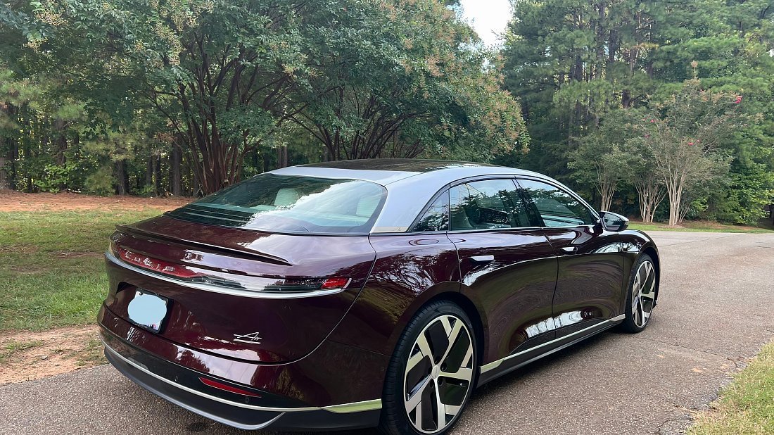 Lucid Air Dream Edition Performance (2021-2022) rear quarter, three-quarter view, diagonal, exterior