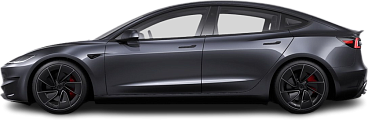 Side view photo of Tesla Model 3 Performance (2024-2025) on transparent background