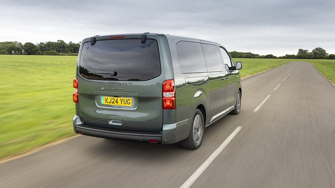 Peugeot e-Traveller L3 75 kWh (2024-...) rear view, taillights, trunk, spoiler, badge, bumper, exterior