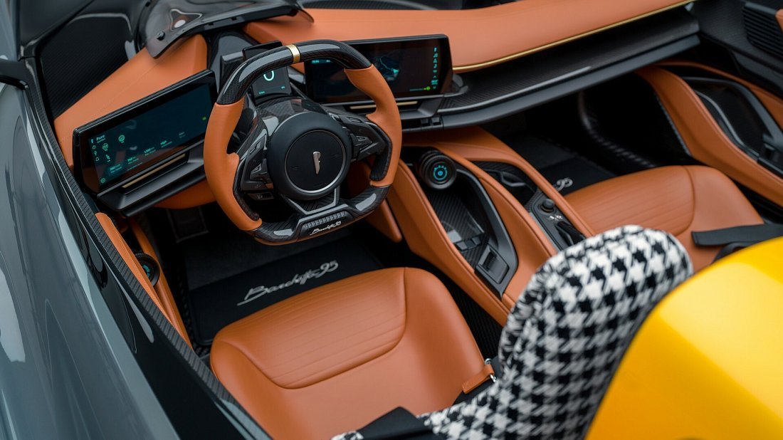 Pininfarina B95 (2025-...) interior, front seat, driver seat, dashboard, steering wheel, infotainment, cockpit