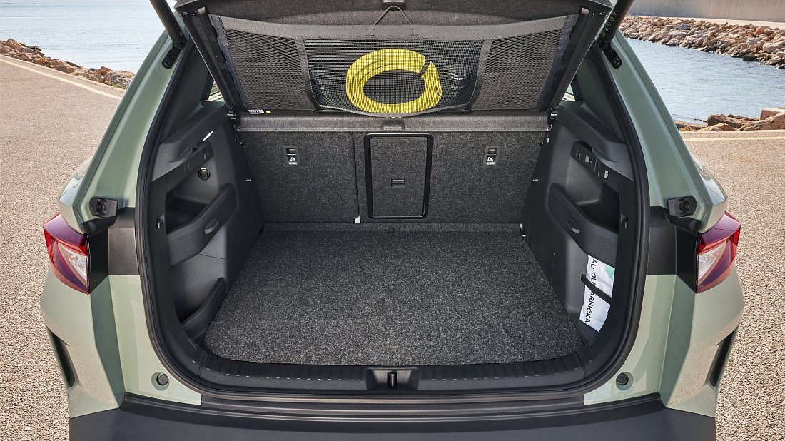 Škoda Elroq 85 (2024-...) trunk, boot, seats up, seats upright, cargo space, cargo volume, cargo capacity, storage
