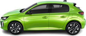 Side view photo of Peugeot e-208 50 kWh (2023-…) on transparent background