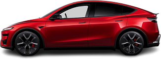 Side view photo of Tesla Model Y Performance (2025-...) on transparent background
