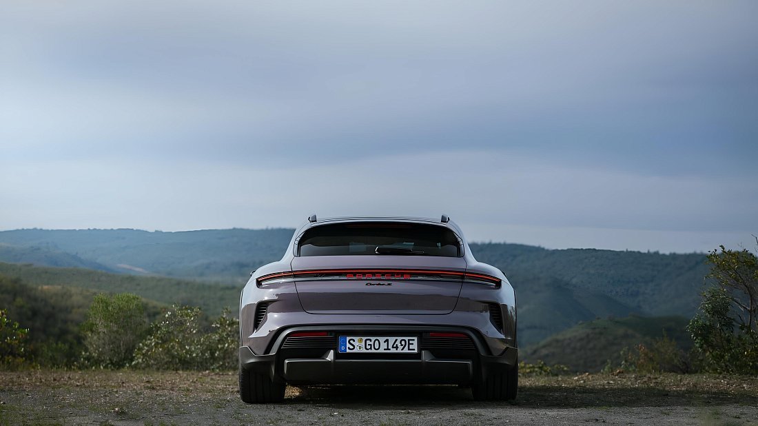 Porsche Taycan Turbo Cross Turismo (2024-…) rear view, taillights, trunk, spoiler, badge, bumper, exterior
