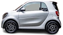 Side view photo of Smart EQ fortwo coupe (2020-2023) on transparent background