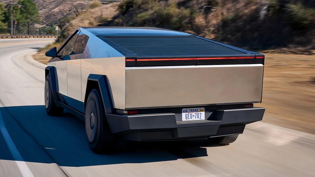 Tesla Cybertruck Cyberbeast (2024-…) rear view, taillights, trunk, spoiler, badge, bumper, exterior