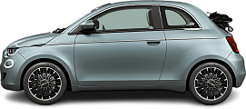 Side view photo of Fiat 500e Cabrio 24 kWh (2022-…) on transparent background