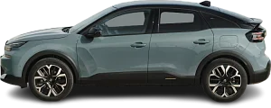 Side view photo of Citroën e-C4 54 kWh (2024-…) on transparent background