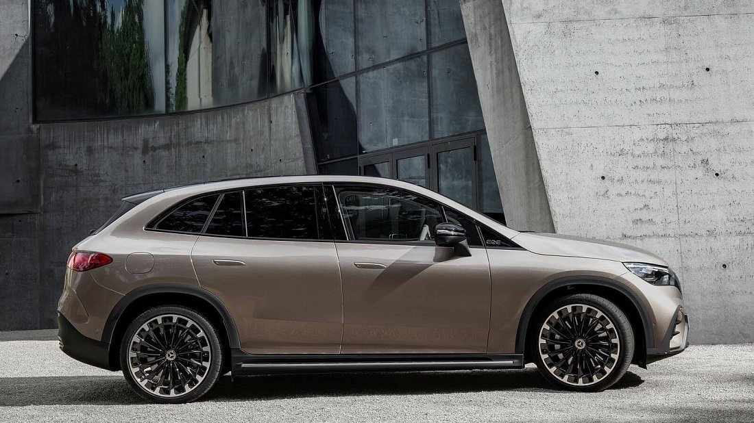 Mercedes EQE SUV 500 4MATIC (2022-2023) side profile, silhouette, doors, wheels, exterior
