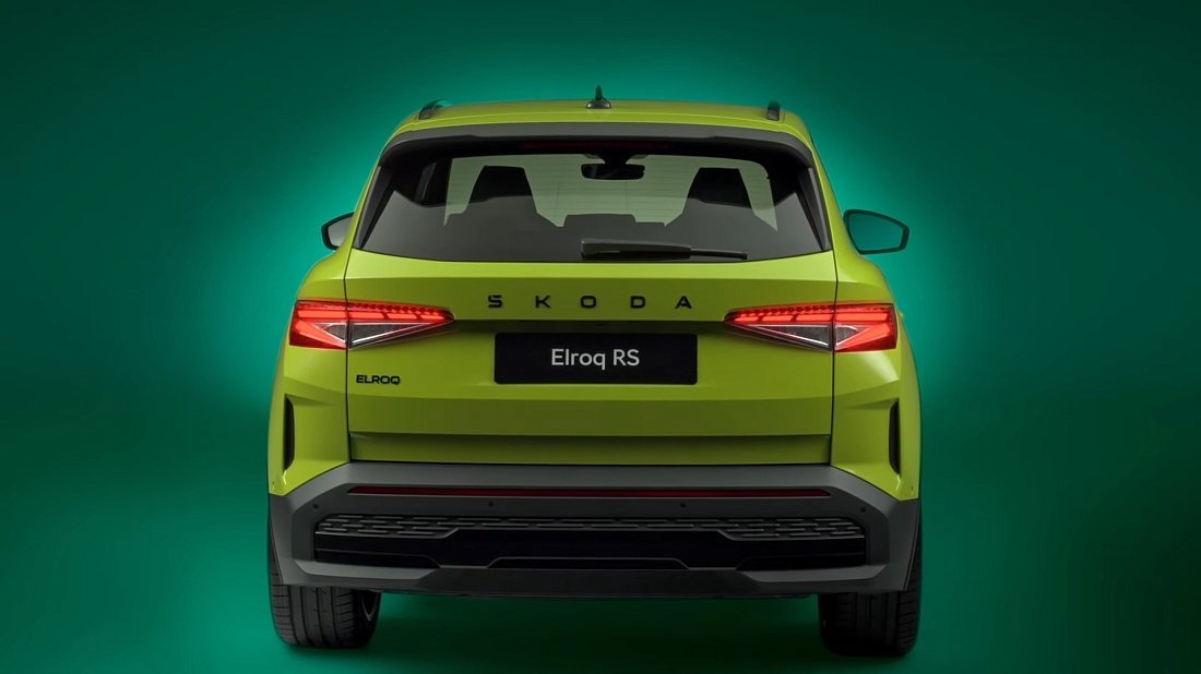 Škoda Elroq RS (2025-...) rear view photo, taillights, trunk, spoiler, badge, bumper, exterior