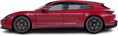 Side view photo of Porsche Taycan GTS Sport Turismo (2022-2024) on transparent background