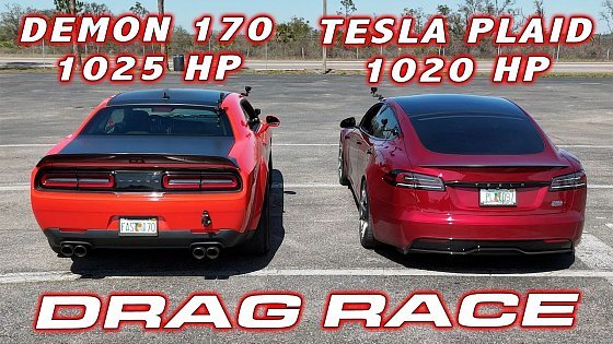 Video: REVENGE OF THE DEMON? * Dodge Demon 170 vs Tesla Model S Plaid Track Pack 1/4 Mile DRAG RACE