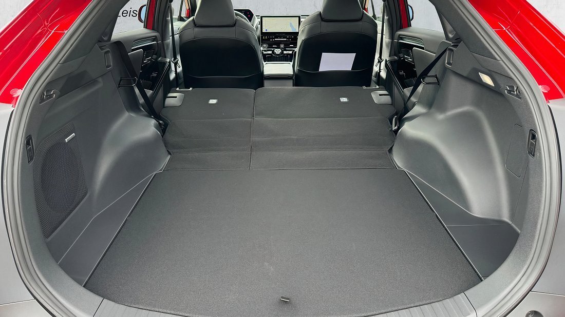 Subaru Solterra AWD (2022-…) trunk, boot, expanded, folded seats, maximum volume, max cargo, max capacity, max storage