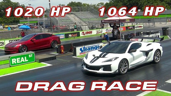Video: ZR1 vs PLAID * 1,064 HP Chevrolet Corvette C8 ZR1 0-60 in 2.3 vs Tesla Plaid 1/4 Mile DRAG RACE