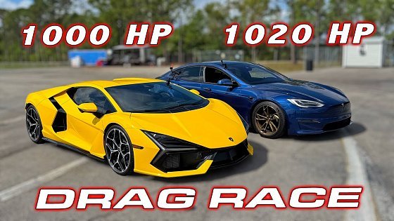 Video: Revuelto out launches the Plaid! * Lamborghini Revuelto vs Tesla Model S Plaid 1/4 Mile DRAG RACE