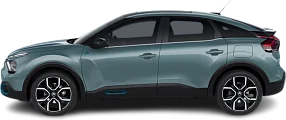 Side view photo of Citroën e-C4 50 kWh (2020-2024) on transparent background