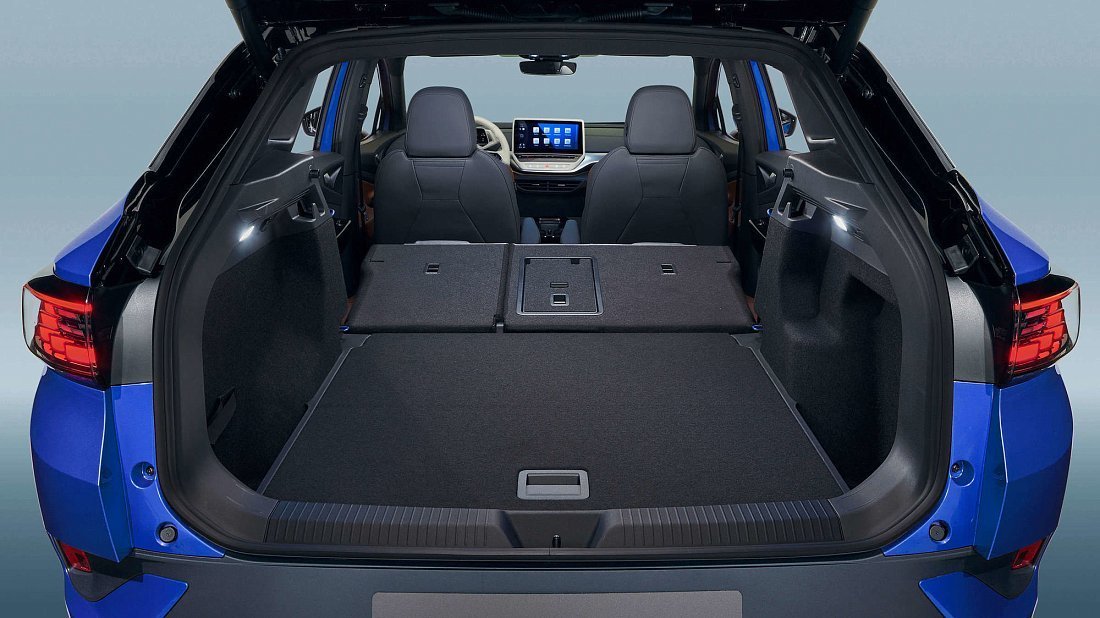 Volkswagen ID.4 1st Edition (2020-2021) trunk, boot, expanded, folded seats, maximum volume, max cargo, max capacity, max storage