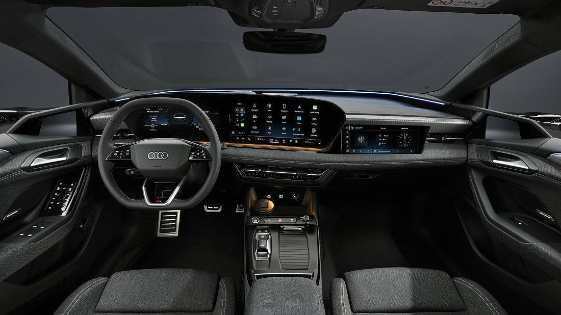 Audi S6 Avant e-tron (2024-…) interior, front seat, driver seat, dashboard, steering wheel, infotainment, cockpit