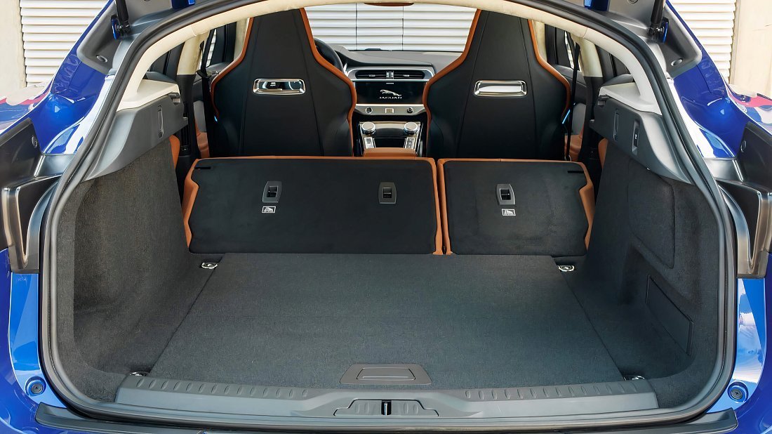 Jaguar I-Pace EV320 (2020-2024) trunk, boot, expanded, folded seats, maximum volume, max cargo, max capacity, max storage
