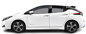 Side view photo of Nissan Leaf 62 kWh (2017-2022) on transparent background