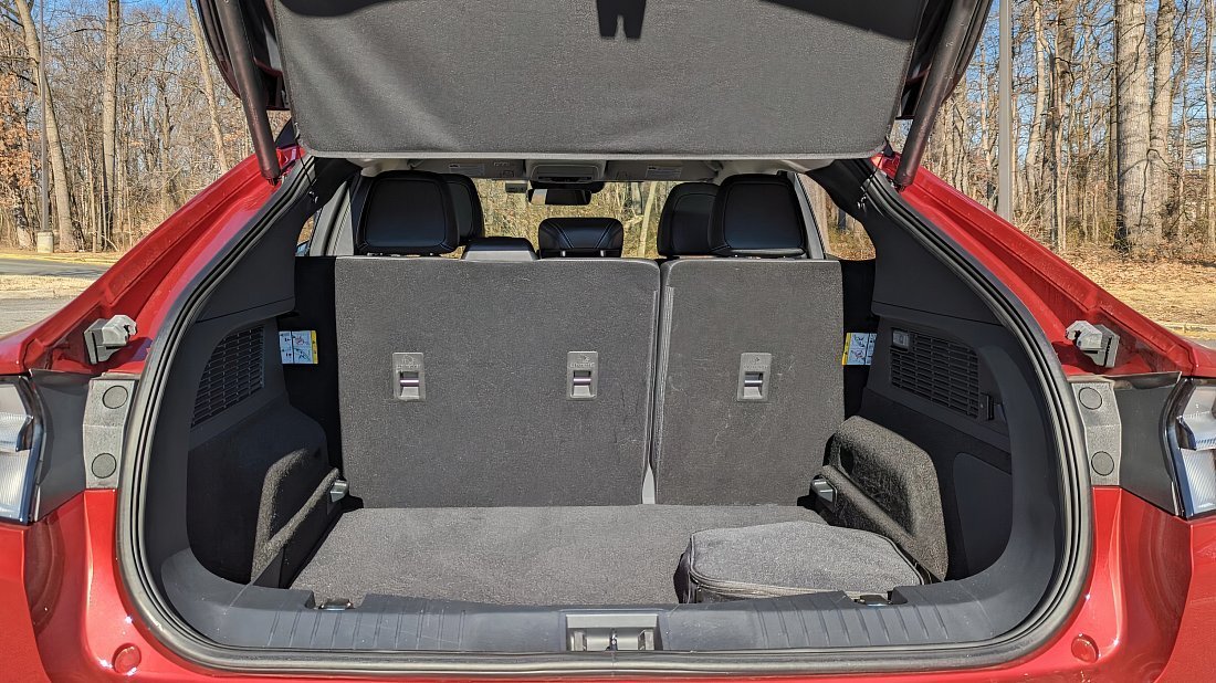 Ford Mustang Mach-E Standard Range AWD (2020-2022) trunk, boot, seats up, seats upright, cargo space, cargo volume, cargo capacity, storage
