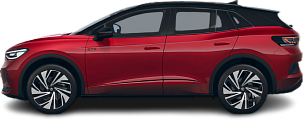 Side view photo of Volkswagen ID.4 GTX (2025-...) on transparent background