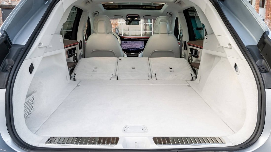 Mercedes EQS SUV 580 4MATIC (2023-…) trunk, boot, expanded, folded seats, maximum volume, max cargo, max capacity, max storage