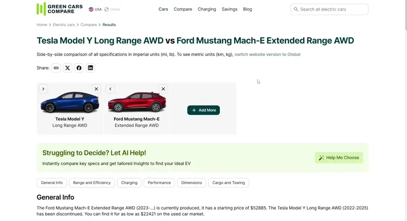 AI-Powered EV Comparison Assistant