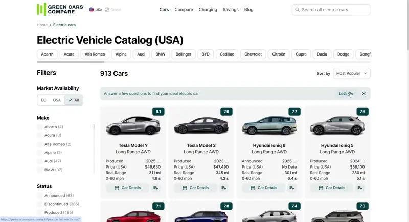 Quiz: Your Perfect Electric Car (USA and Global version)
